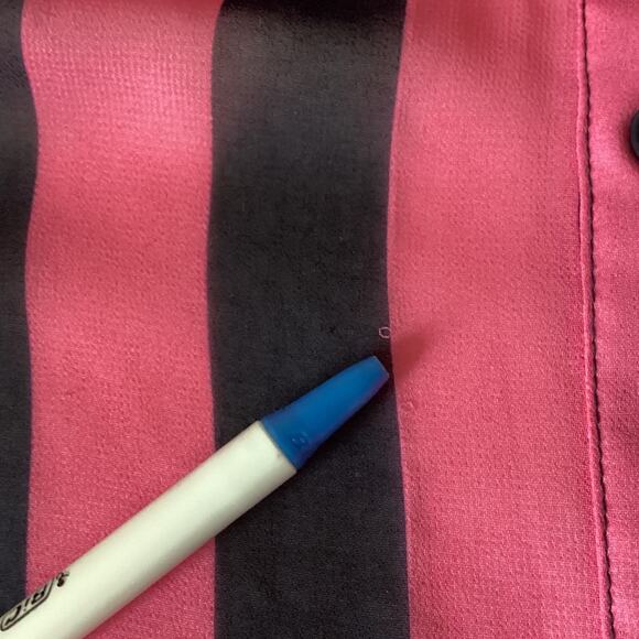 Vintage Sans Souci Sheer Stripe Blouse Button Front Batwing Dolman Sleeves Small - Picture 12 of 13